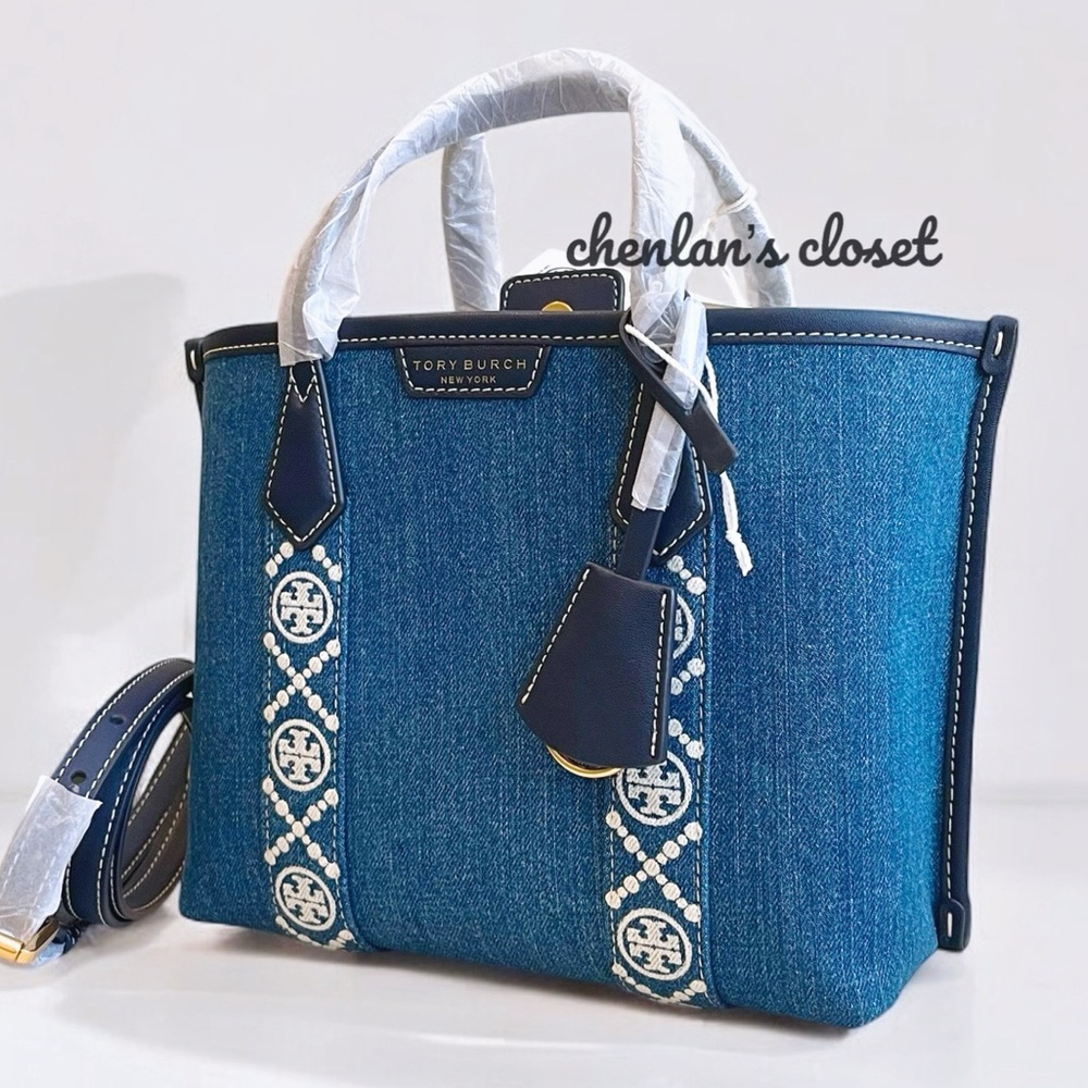 Tory Burch Denim and Navy Crossbody Bag